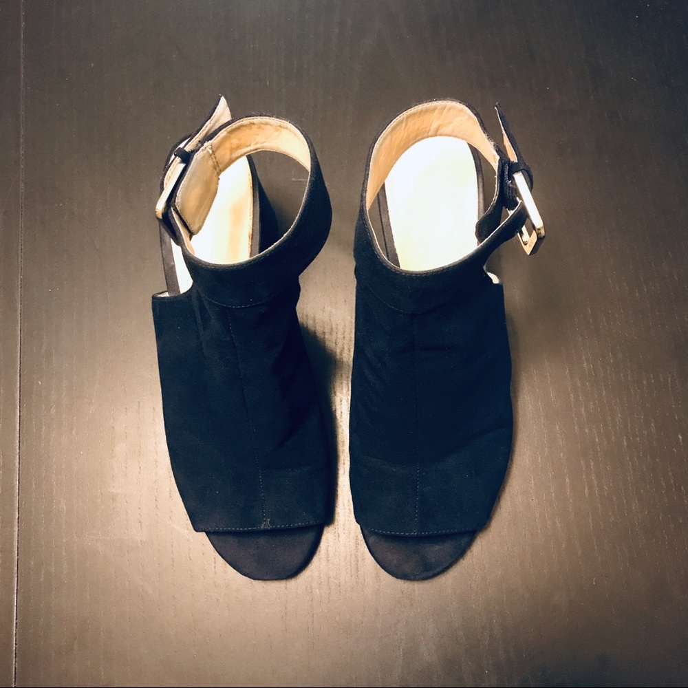 Nine West Suede Open Toe Heels - Women 9 - Blue